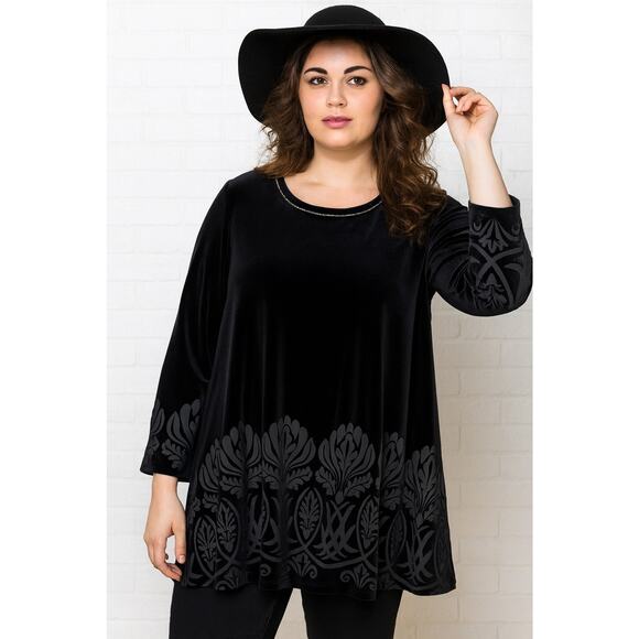 The Limited Womens Black Burnout Velvet Top SZ 2X Plus Whimsigoth Fairy Grunge - Picture 1 of 11